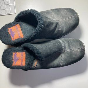 Rocket Dog Sherpa Platform Clogs Black Suede Fleece Lined